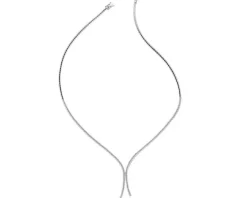 Naszyjnik z białego złota z brylantami - 43 cm - 0,84 ct - próba 585