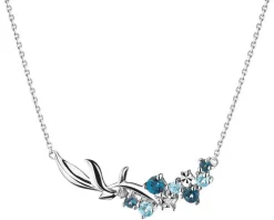 Naszyjnik z białego złota z diamentami i topazami - liście - próba 375