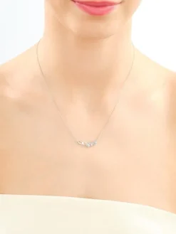 Naszyjnik z białego złota z diamentami i topazami - liście - próba 375