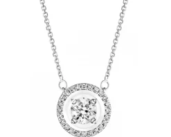 Naszyjnik z białego złota z diamentami - koło - 0,15 ct - próba 585