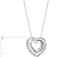 Naszyjnik z białego złota z diamentami - serce - 0,10 ct - próba 585