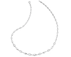 Naszyjnik z białego złota z diamentami - 45 cm, - 0,10 ct - próba 750