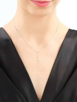 Naszyjnik z białego złota z diamentem - 0,005 ct - próba 585