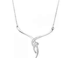 Naszyjnik z białego złota z brylantami - 0,05 ct - próba 585