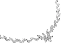 Naszyjnik z białego złota z brylantami - kwiat - 45 cm - 2,00 ct - próba 585