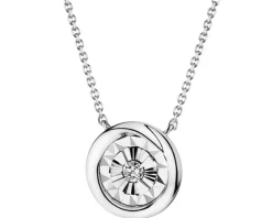 Naszyjnik z białego złota z brylantem - 0,03 ct - próba 585