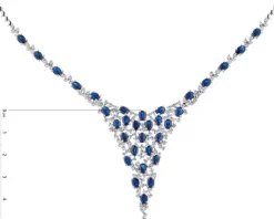 Naszyjnik z białego złota z brylantami i szafirami - próba 585