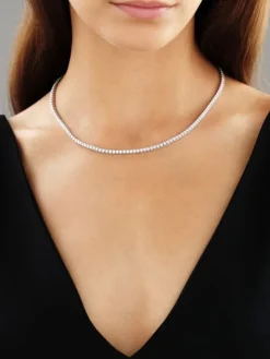 Naszyjnik z białego złota z brylantami - 43 cm - 5,49 ct - próba 750