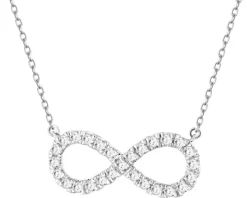 Naszyjnik z białego złota z brylantami laboratoryjnymi - nieskończoność - 0,25 ct - próba 585