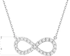Naszyjnik z białego złota z brylantami laboratoryjnymi - nieskończoność - 0,25 ct - próba 585