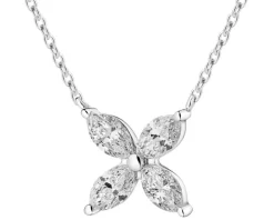 Naszyjnik z białego złota z diamentami - kwiat - 0,43 ct - próba 585