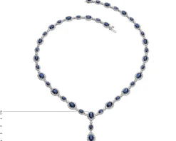 Naszyjnik z białego złota z brylantami i szafirami - próba 750