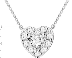 Naszyjnik z białego złota z diamentami laboratoryjnymi - serce - 0,87 ct - próba 585