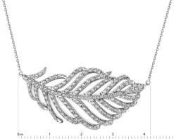 Naszyjnik z białego złota z brylantami - piórko - 1,50 ct - próba 750