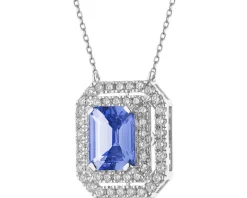 Naszyjnik z białego złota z brylantami i tanzanitem - próba 750