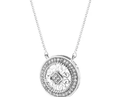 Naszyjnik z białego złota z diamentami - rozeta - 0,10 ct - próba 585