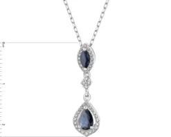 Naszyjnik z białego złota z brylantami i szafirami - próba 585