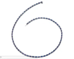 Naszyjnik z białego złota z brylantami i szafirami - próba 585