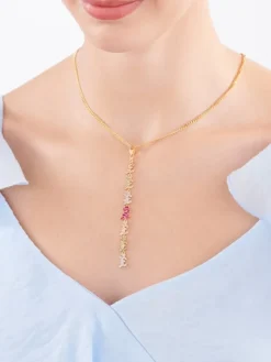 Naszyjnik z brązu pozłacany z cyrkoniami