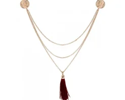 Naszyjnik z brązu pozłacany szampański - chwost, moneta