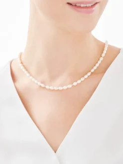 Naszyjnik z elementami z żółtego złota - perły