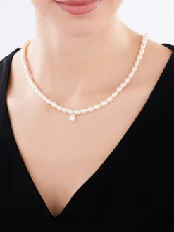 Naszyjnik z elementami z żółtego złota - perły