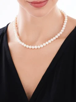 Naszyjnik z elementami z żółtego złota - perły