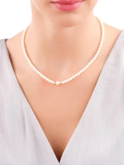 Naszyjnik z elementami z żółtego złota - perły