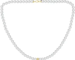 Naszyjnik z elementami z żółtego złota - perły