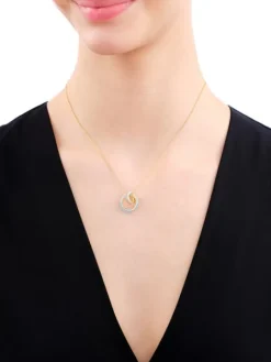 Naszyjnik z mosiądzu pozłacany z cyrkoniami i emalią