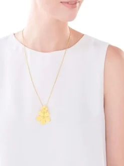 Naszyjnik z mosiądzu pozłacany - kwiaty