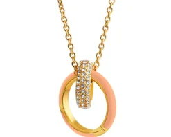 Naszyjnik z mosiądzu pozłacany z cyrkoniami i emalią