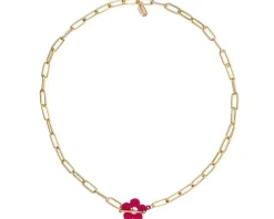 Naszyjnik z mosiądzu pozłacany - kwiatek