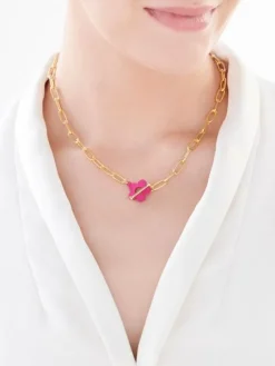 Naszyjnik z mosiądzu pozłacany - kwiatek