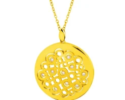 Naszyjnik z mosiądzu pozłacany z cyrkoniami