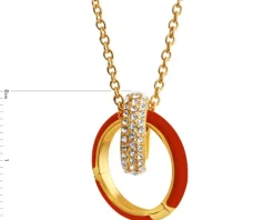 Naszyjnik z mosiądzu pozłacany z cyrkoniami i emalią