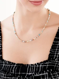 Naszyjnik z mosiądzu pozłacany z agatami