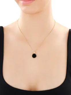 Naszyjnik z mosiądzu pozłacany z agatem i cyrkoniami