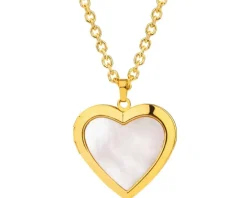 Naszyjnik z mosiądzu pozłacanego z masą perłową - puzderko - serce