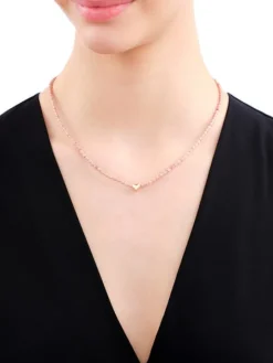 Naszyjnik z mosiądzu pozłacany z rodolitami - serce