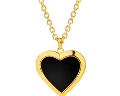Naszyjnik z mosiądzu pozłacanego ze szklanym detalem - puzderko - serce