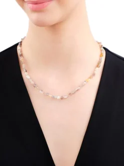 Naszyjnik z mosiądzu pozłacany z agatami