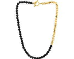 Naszyjnik z mosiądzu pozłacany z agatami