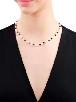 Naszyjnik z mosiądzu pozłacany z agatami i masą perłową