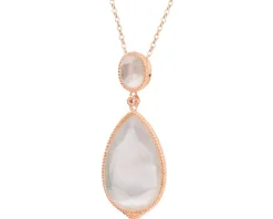 Naszyjnik z mosiądzu pozłacany z masą perłową i szklanymi detalami