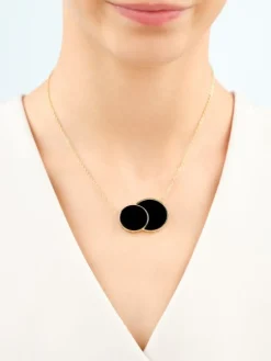 Naszyjnik z mosiądzu pozłacany z agatem - koła