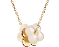Naszyjnik z mosiądzu pozłacany z masą perłową - kwiaty