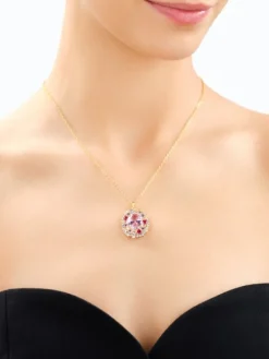 Naszyjnik z mosiądzu pozłacany z cyrkoniami