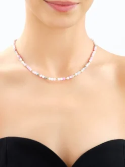 Naszyjnik z mosiądzu pozłacany z agatami