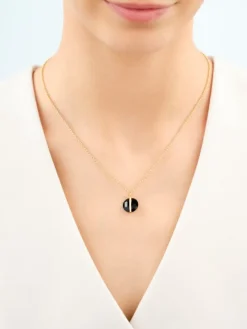 Naszyjnik z mosiądzu pozłacany z onyksem